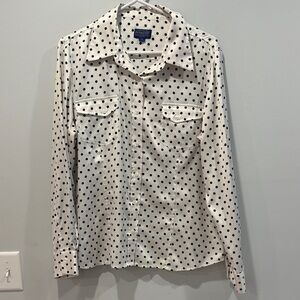 Pendleton White and Black Polka Dot Blouse